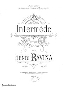 Partition complète, Intermède, A major, Ravina, Jean Henri