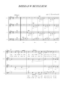 Partition chœur Score (SSAB), Dzisiaj w Betlejem, Folk Songs, Polish