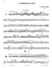 Partition Trombone 2, violon Concerto No.3, B minor, Saint-Saëns, Camille