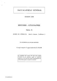 Sujet du bac S 2008: Histoire Géographie