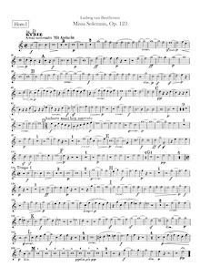 Partition cor 1, 2 (B♭, D, E♭, E, F, G), 3, 4 (D, E♭), Missa Solemnis, Op.123