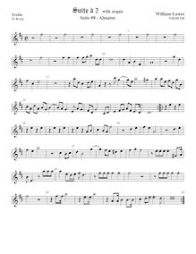 Partition viole de gambe aigue,  No.8 pour 2 violes de gambe et orgue par William Lawes