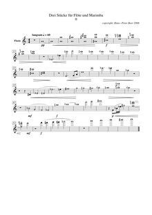 Partition , langsam (slow), Three pièces pour flûte et Marimba, not fixed