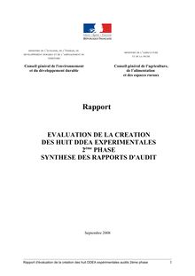 Evaluation de la création des huit DDEA expérimentales - 2ème phase : synthèse des rapports d'audit