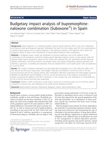 Budgetary impact analysis of buprenorphine-naloxone combination (Suboxone®) in Spain