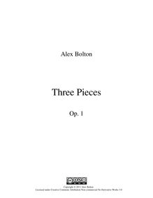 Partition complète, 3 pièces, Op. 1, Bolton, Alex
