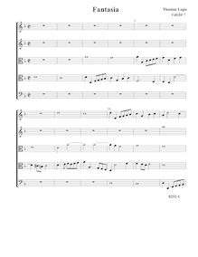 Partition Fantasia VdGS No.7 - partition complète (Tr Tr T T B), fantaisies pour 5 violes de gambe par Thomas Lupo