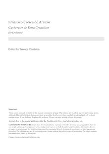 Partition complète, Gaybergier de Toma Crequilion, Correa de Arauxo, Francisco