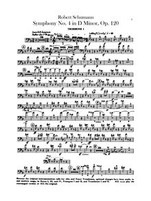 Partition Trombone 1, 2, 3, Symphony No.4, Op.120, D minor, Schumann, Robert
