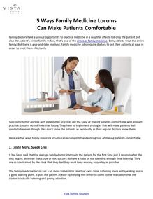 5 Ways Family Medicine Locums Can Make Patients Comfortable
