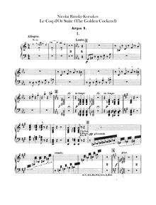 Partition harpe 1, 2, pour Golden Cockerel (), Four musical pictures from the opera The Golden Cockerel (Четыре музыкальных картины из оперы «Золотой петушок»)