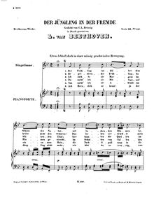 Partition complète, Der Jüngling en der Fremde, WoO 138, B♭ major