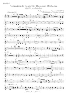 Partition cor 1/2 (en F), Rondo, Horn Concerto ; Konzertsatz
