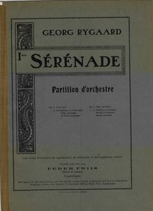 Partition couverture couleur, Première sérénade, Rygaard, Georg