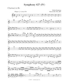 Partition clarinette, Symphony No.27, B-flat major, Rondeau, Michel par Michel Rondeau