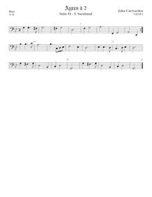 Partition viole de basse,  No.1 pour 2 violes de gambe, Carwarden, John par John Carwarden