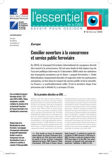 Europe : concilier ouverture à la concurrence et service public ferroviaire.