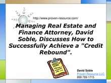 David Soble Discusses How to Successfully Achieve a Credit Rebound