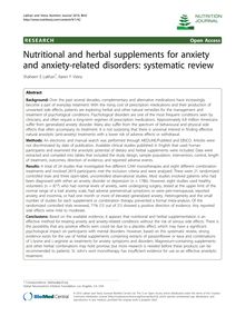 Nutritional and herbal supplements for anxiety and anxiety-related disorders: systematic review