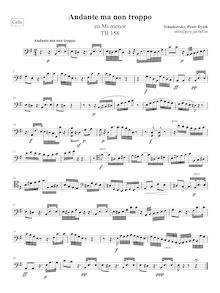 Partition violoncelle, Andante ma non troppo, E minor, Tchaikovsky, Pyotr