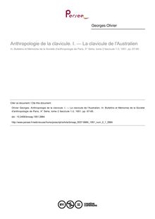 Anthropologie de la clavicule. I. — La clavicule de l Australien - article ; n°1 ; vol.2, pg 67-85