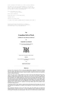 The Canadian Girl at Work - A Book of Vocational Guidance