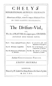 Partition Complete book, pour Division viole de gambe, ou pour Art of Playing upon a Ground