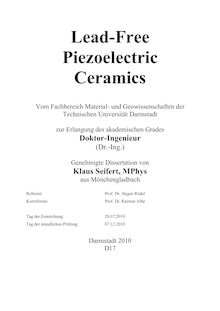 Lead-free piezoelectric ceramics [Elektronische Ressource] / von Klaus Seifert