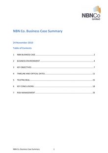 NBN Co. Business Case Summary