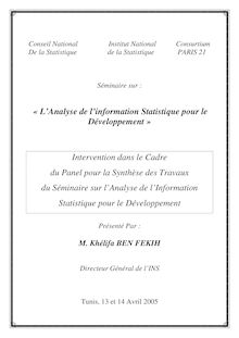 Intervention de l information statistique 2005-  Khélifa BE–
