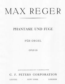 Partition complète, Phantasie und Fuge (en c-Moll) für Orgel, Reger, Max