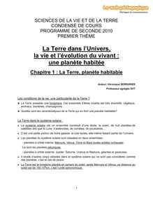 SVT - Condensé de cours - Seconde - La Terre, planète habitable (version PDF)