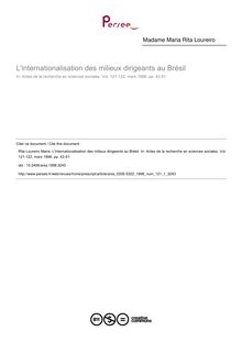 L internationalisation des milieux dirigeants au Brésil - article ; n°1 ; vol.121, pg 42-51