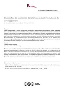 Substitution de contraintes dans le financement international du développement - article ; n°6 ; vol.29, pg 1057-1090