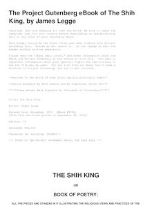 The Shih King - From the Sacred Books of the East Volume 3