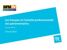 Sondage CSA : Les Français et l’activité professionnelle des parlementaires (18/04/2013)