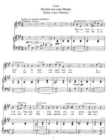 Partition complète (S.287/2), Du bist wie eine Blume, Liszt, Franz
