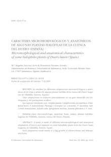 Caracteres micromorfológicos y anatómicos de algunas plantas halófilas de la cuenca del Duero (España)