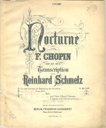 Partition couverture couleur, nocturnes, Chopin, Frédéric