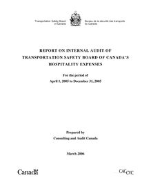 Disclosure of Internal Audits, REPORT ON INTERNAL AUDIT OF TRANSPORTATION SAFETY BOARD OF CANADA'S HOSPITALITY