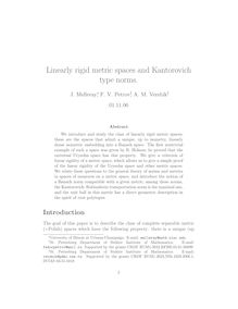 Linearly rigid metric spaces and Kantorovich type norms
