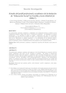 Estudio del perfil profesional y académico de la titulación de Educación Social en Castilla y León (EduSoCyL 2006)
