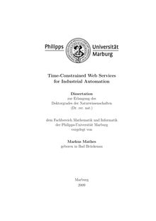 Time-constrained web services for industrial automation [Elektronische Ressource] / vorgelegt von Markus Mathes