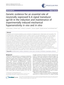 Genetic evidence for an essential role of neuronally expressed IL-6 signal transducer gp130 in the induction and maintenance of experimentally induced mechanical hypersensitivity in vivoand in vitro