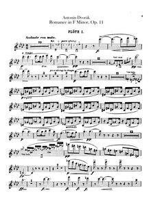 Partition flûte 1, 2, Romance, F minor, Dvořák, Antonín