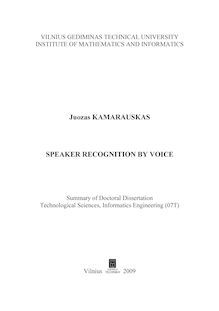 Speaker recognition by voice ; Asmens atpažinimas pagal balsą