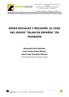 8. REDES SOCIALES Y RELIGIÓN. EL CASO DEL GRUPO “ISLAM EN ESPAÑOL” EN FACEBOOK