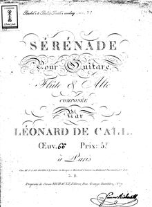 Partition parties complètes, Sérénade, Op.66, Call, Leonhard von