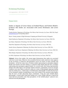 Smiles as signals of lower status in football players and fashion models: Evidence that smiles are associated with lower dominance and lower prestige