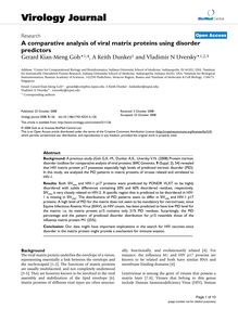 A comparative analysis of viral matrix proteins using disorder predictors